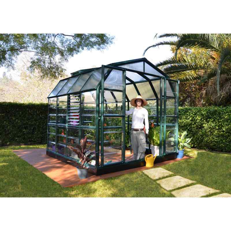 palram canopia Prestige Clear Polycarbonate Greenhouse Atmospheric View