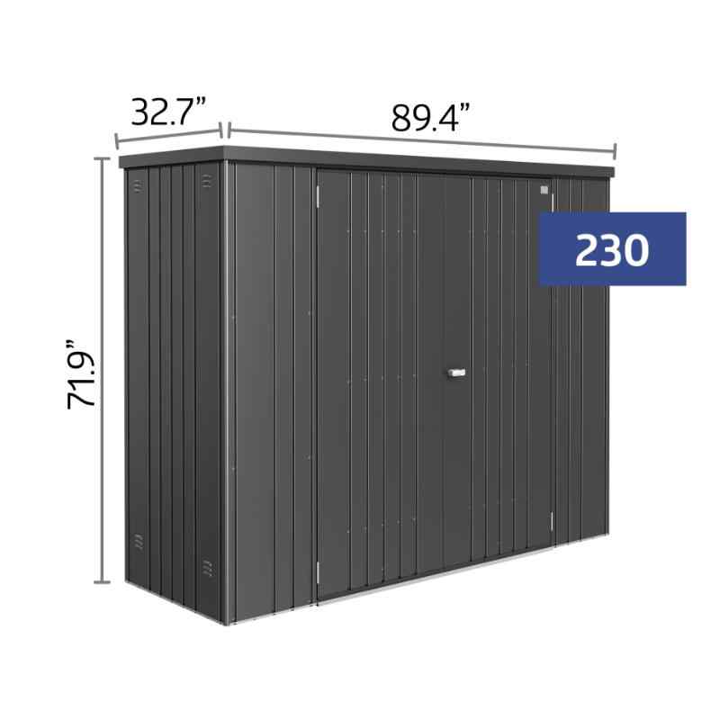 biohort equipment locker 230 dimensions