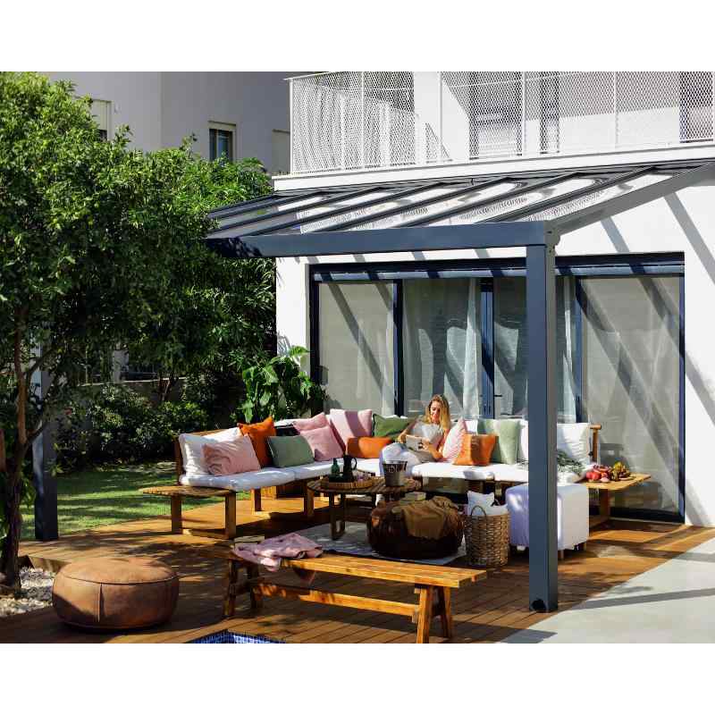 palram canopia stockholm patio cover in use