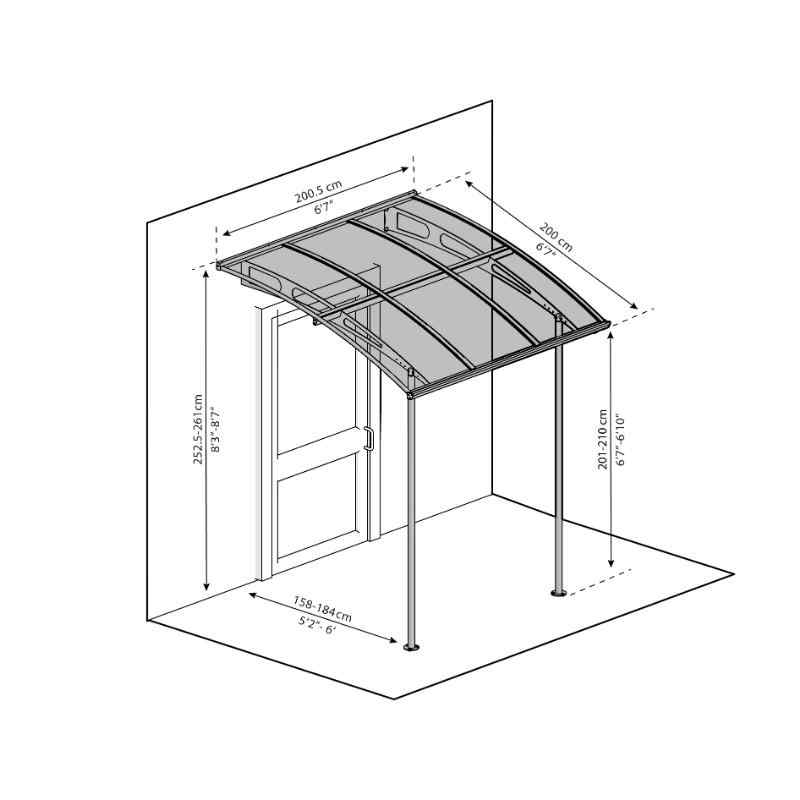 palram canopia vega awning dimensions