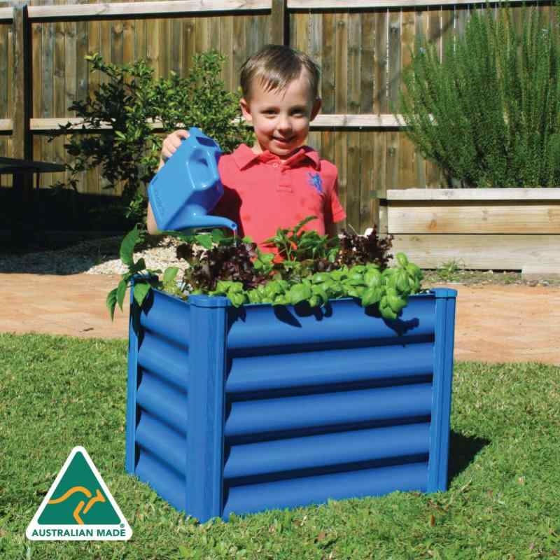 organic garden co hakea kids metal raised garden bed blue lifestyle