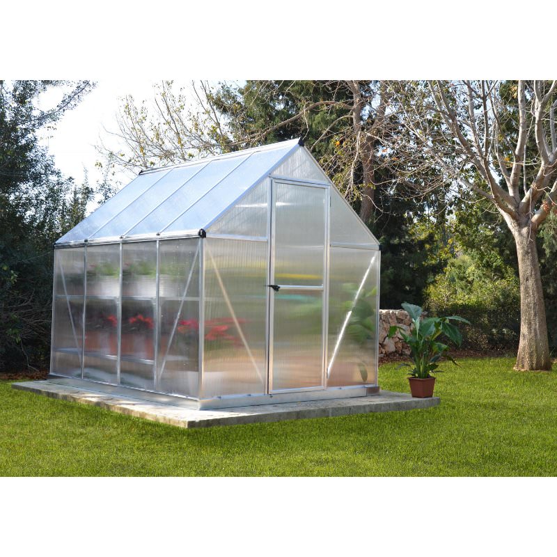 palram-canopia-mythos-greenhouse-silver-doors-closed