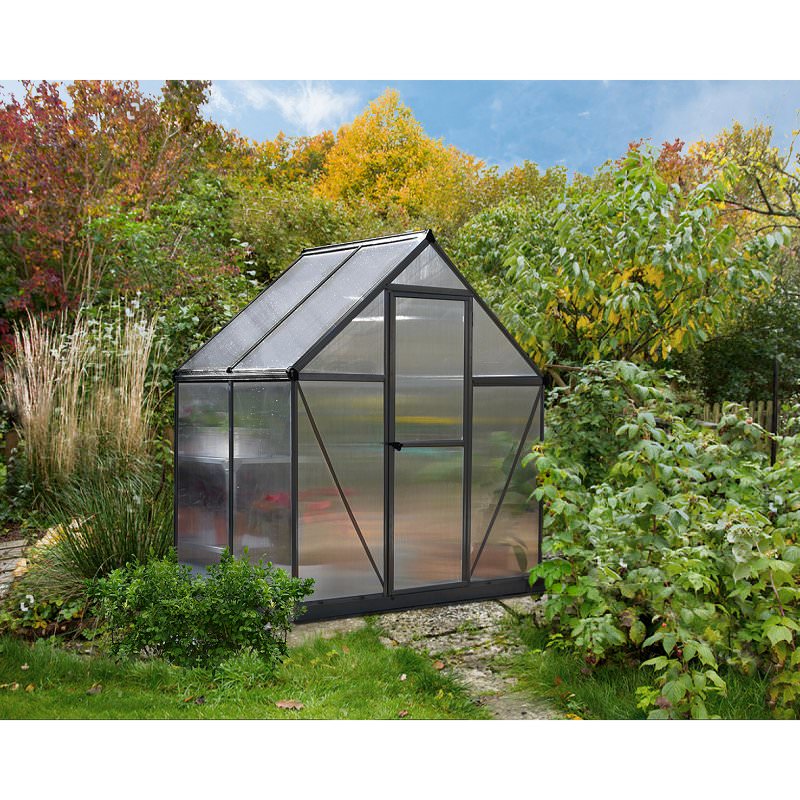 palram-mythos-greenhouse-6x4-surrounded-by-bushes