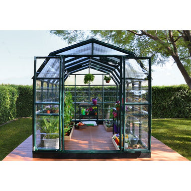 palram-prestige-greenhouse-front-facing-view-doors-open