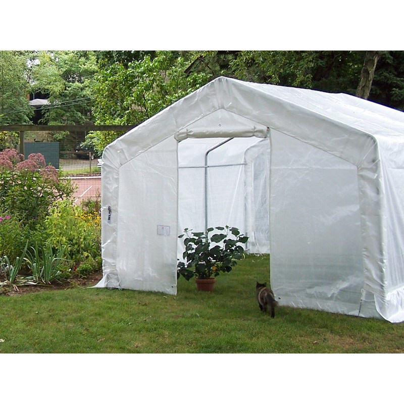 rhino shelter portable greenhouse doors open with plant inside