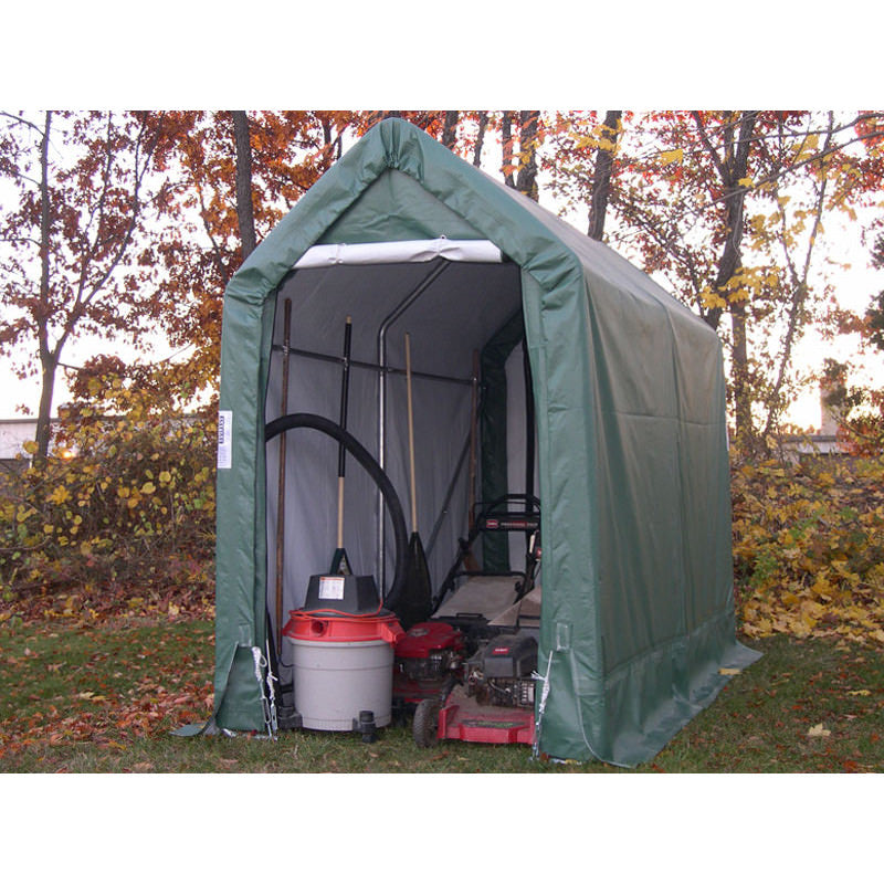 rhino shelter storage shed 5x10 front left view